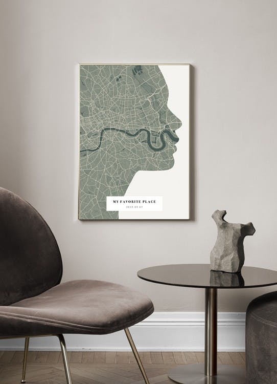 Silhouette Map Moss Personal Poster (30x40 cm) - Poster Store