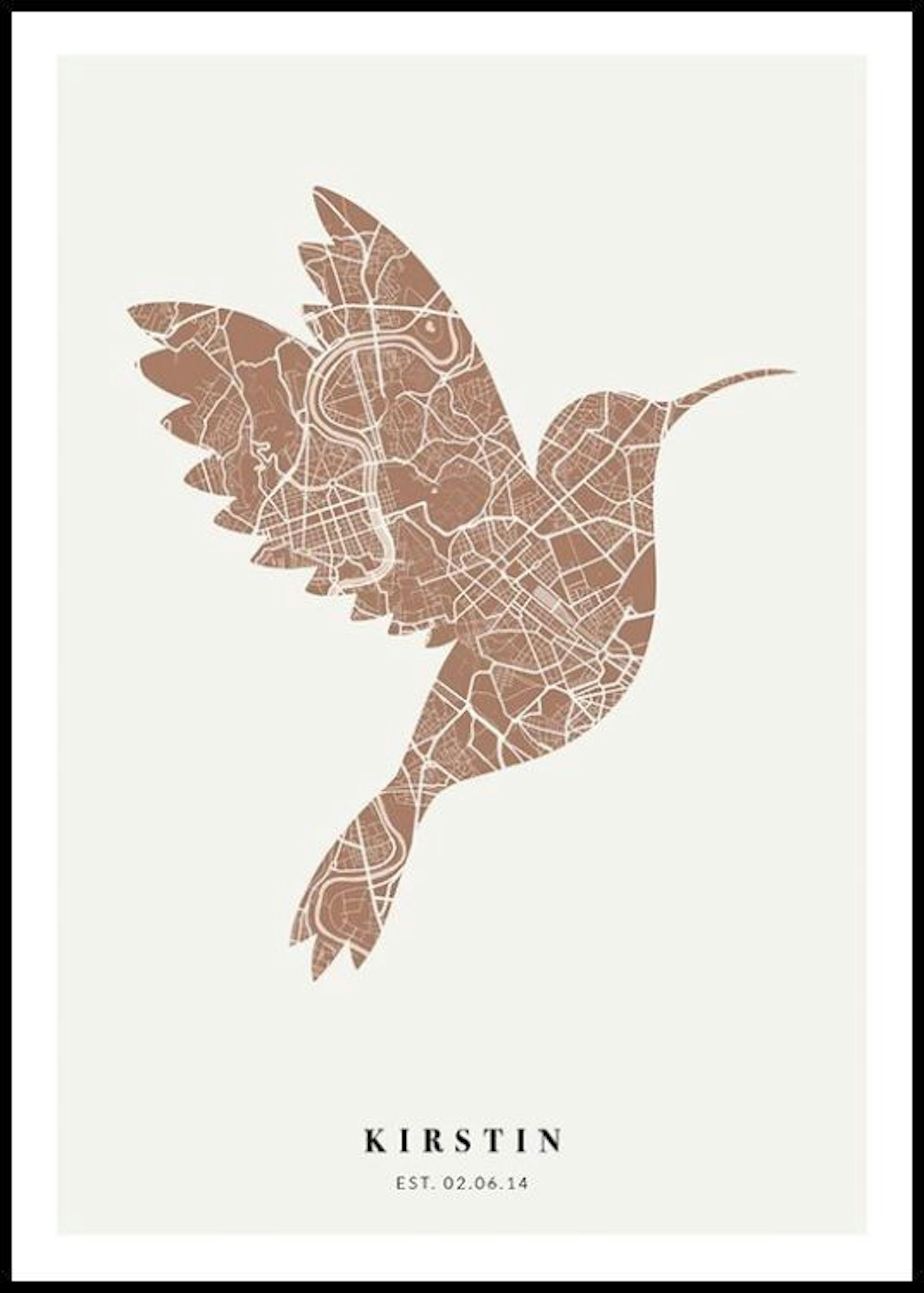 Bird Map Rusty Pink Personal Poster 0