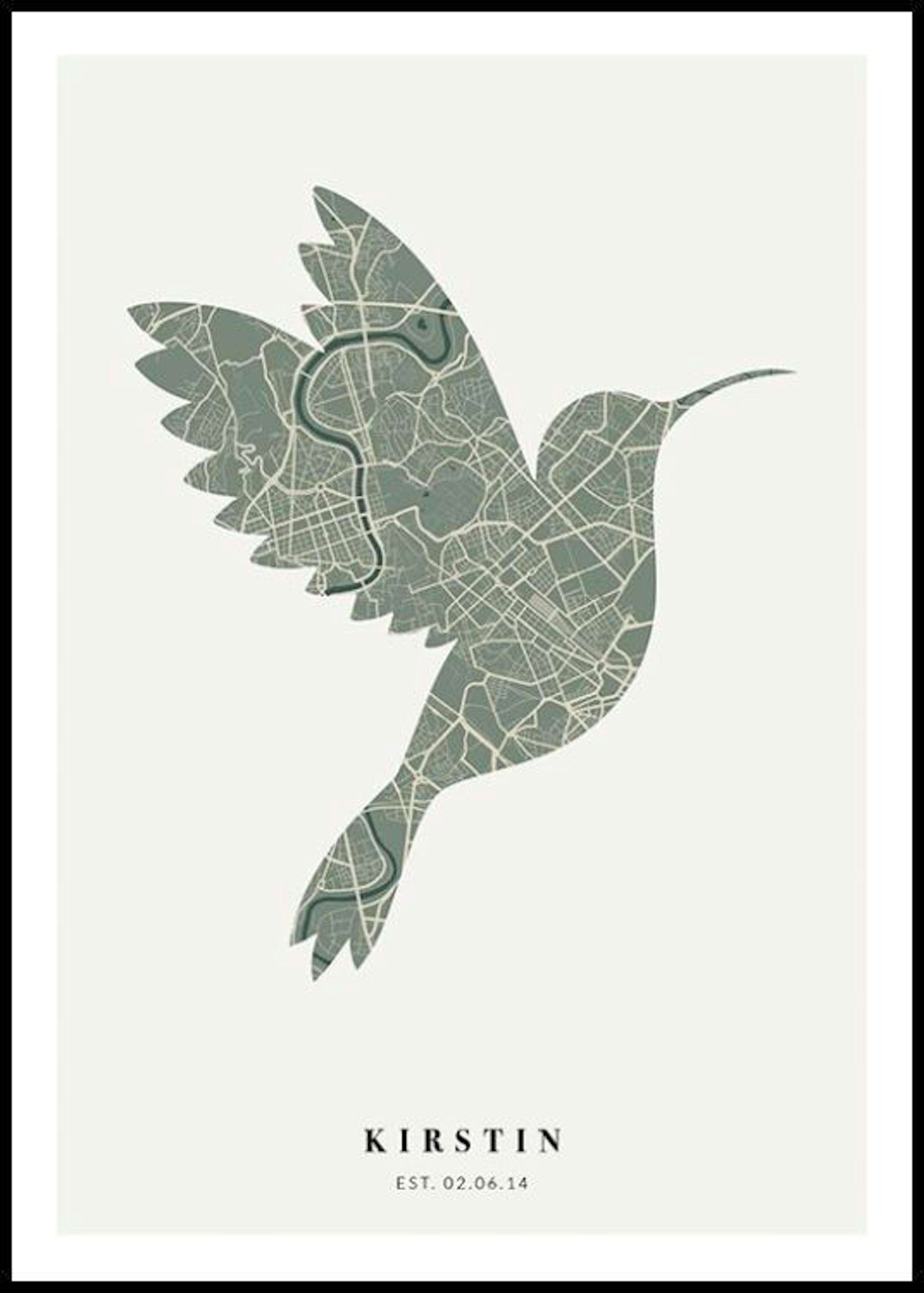 Vogel Karte Moss Personalisiert Poster 0