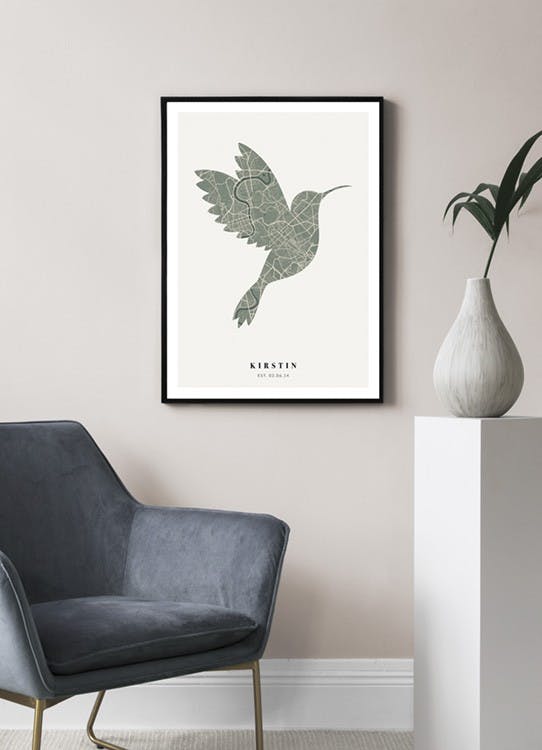 Bird Map Moss Personal Poster (30x40 cm) - Poster Store