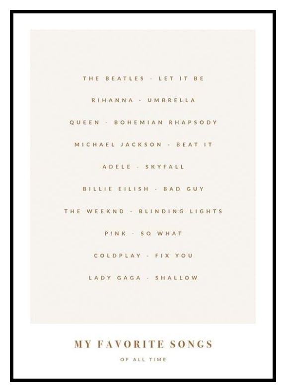 Mes Chansons Préférées Beige Poster Personnalisé (30x40 cm) - Poster Store