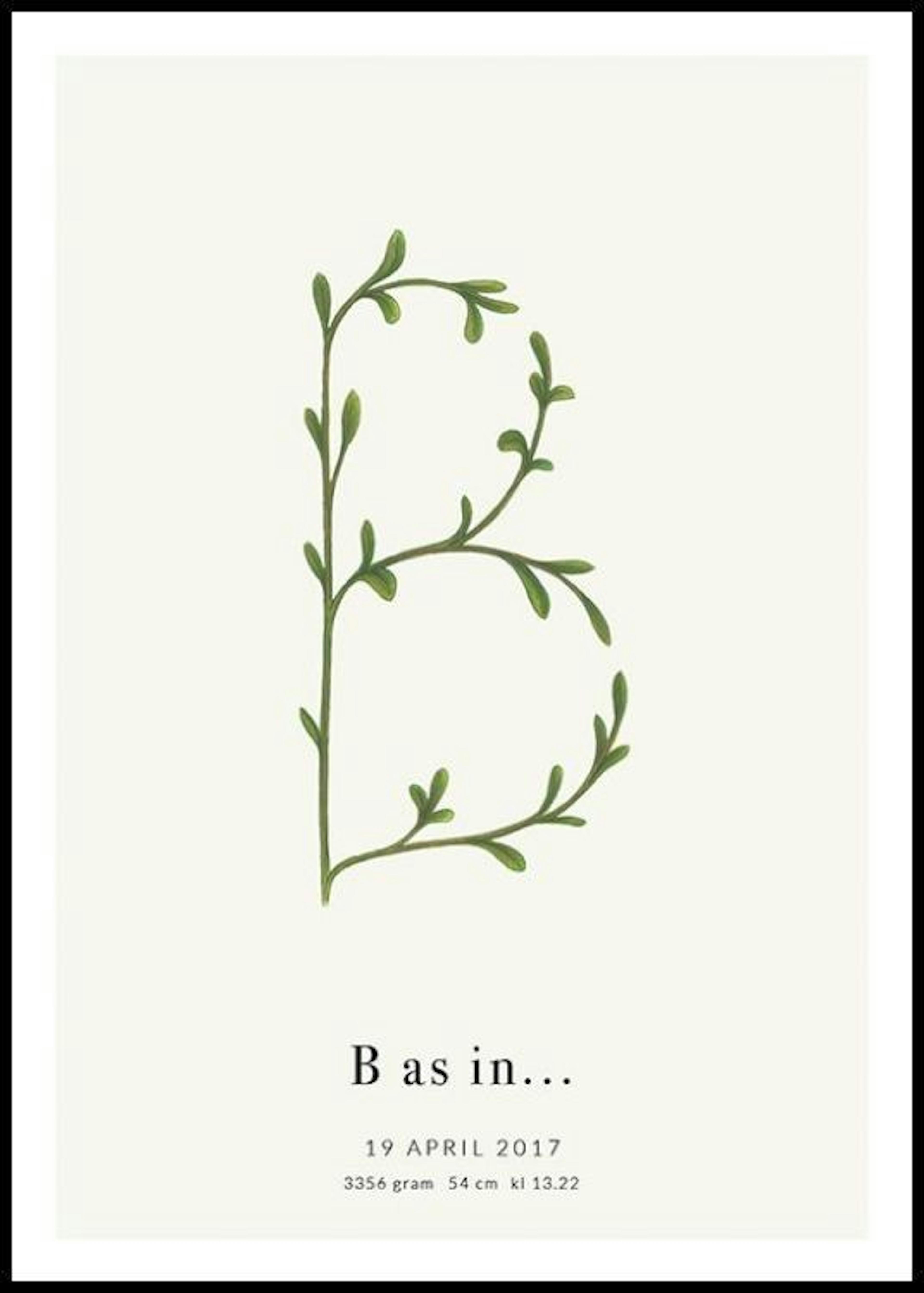 Letra B botánica póster personal 0