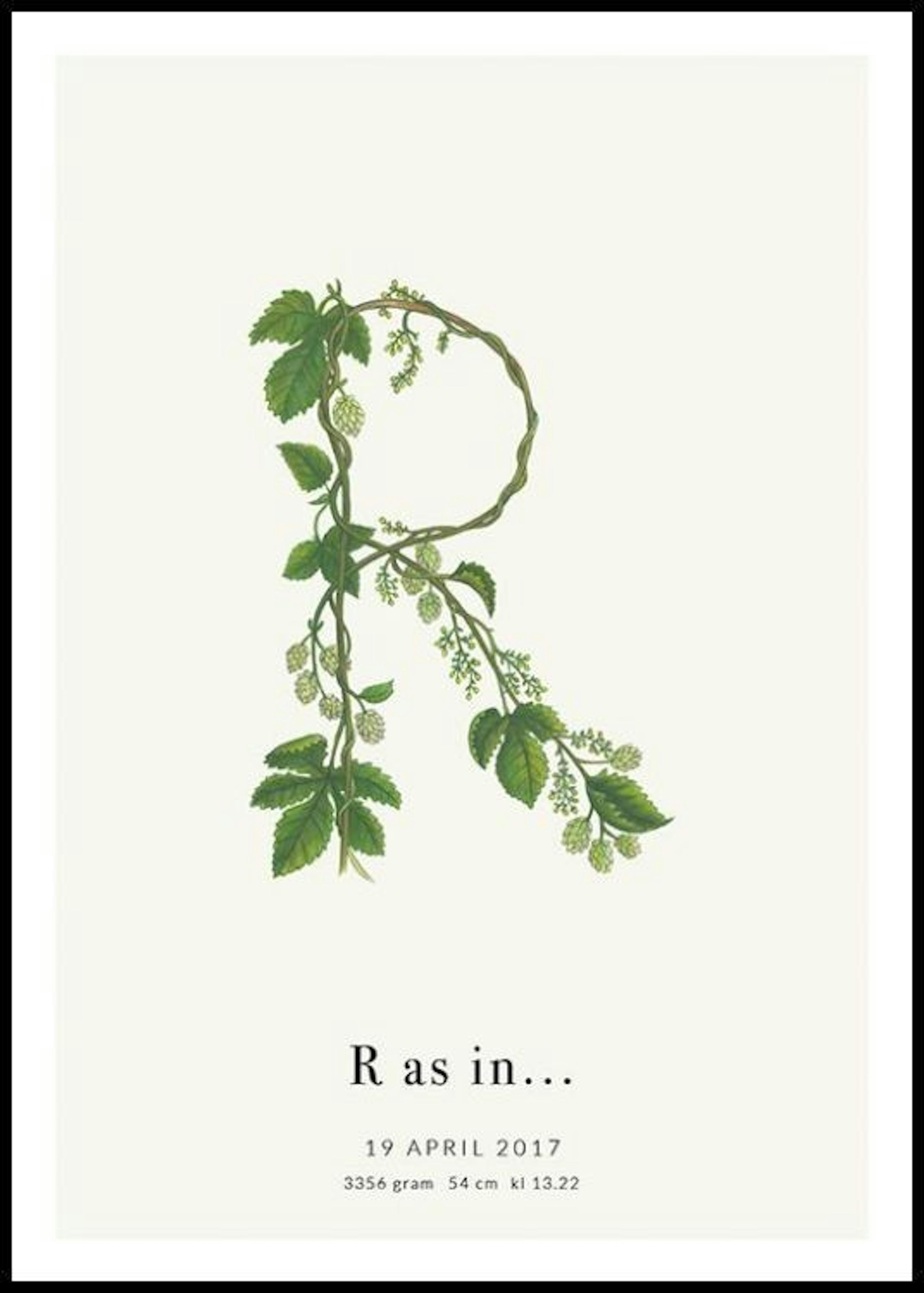 Lettera Botanica R poster personalizzato 0
