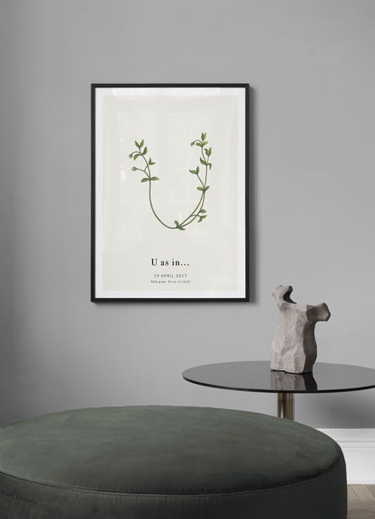 Botanic Letter U Personal Poster (50x70 cm) - Poster Store