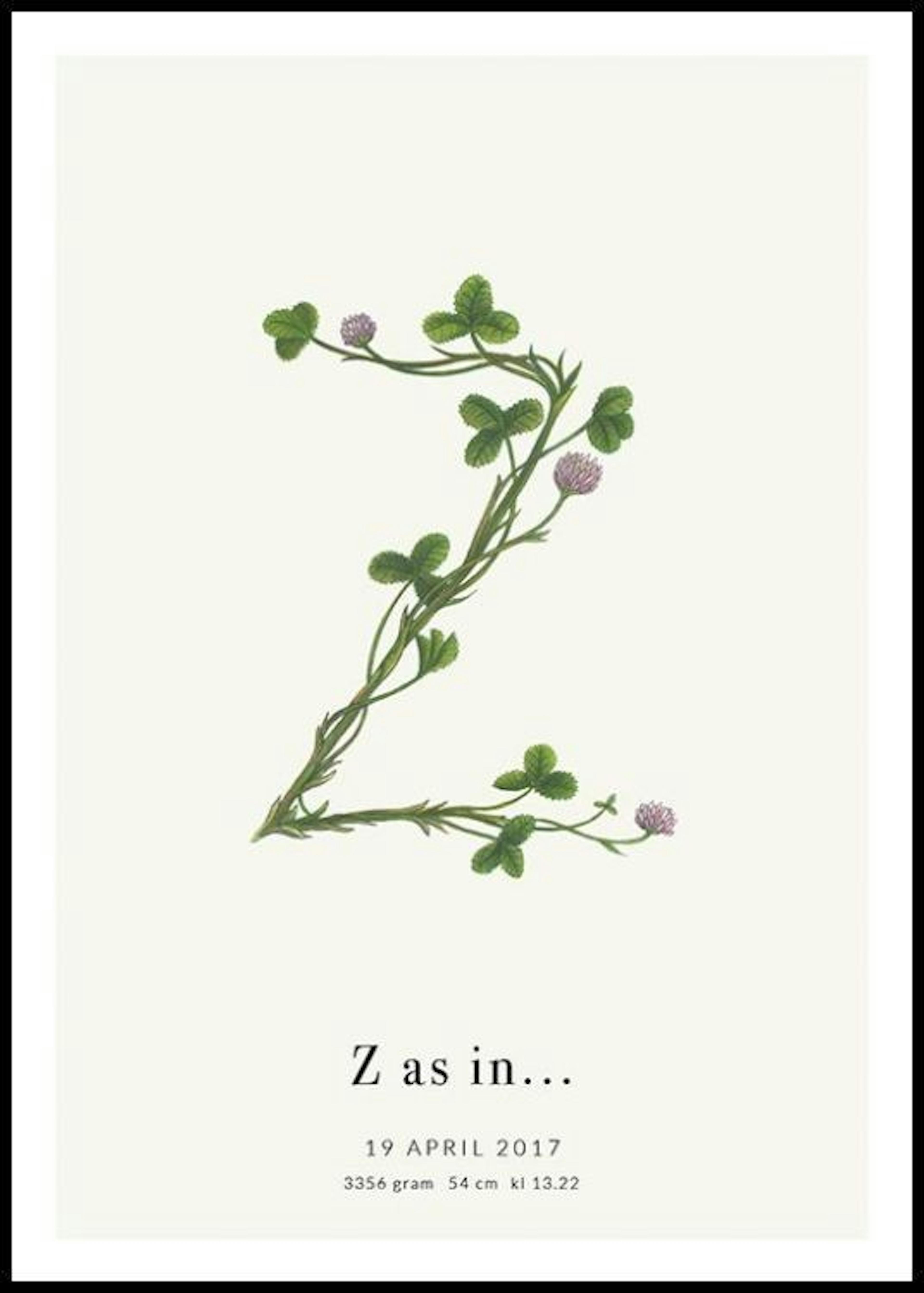 Lettre Botanique Z Poster Personnalisé thumbnail