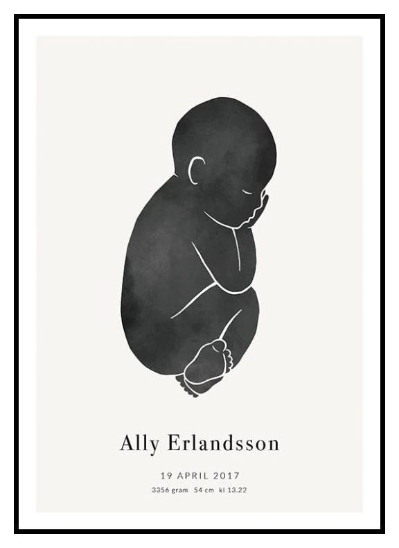 Baby Schwarz Personalisiert Poster (50x70 cm) - Poster Store