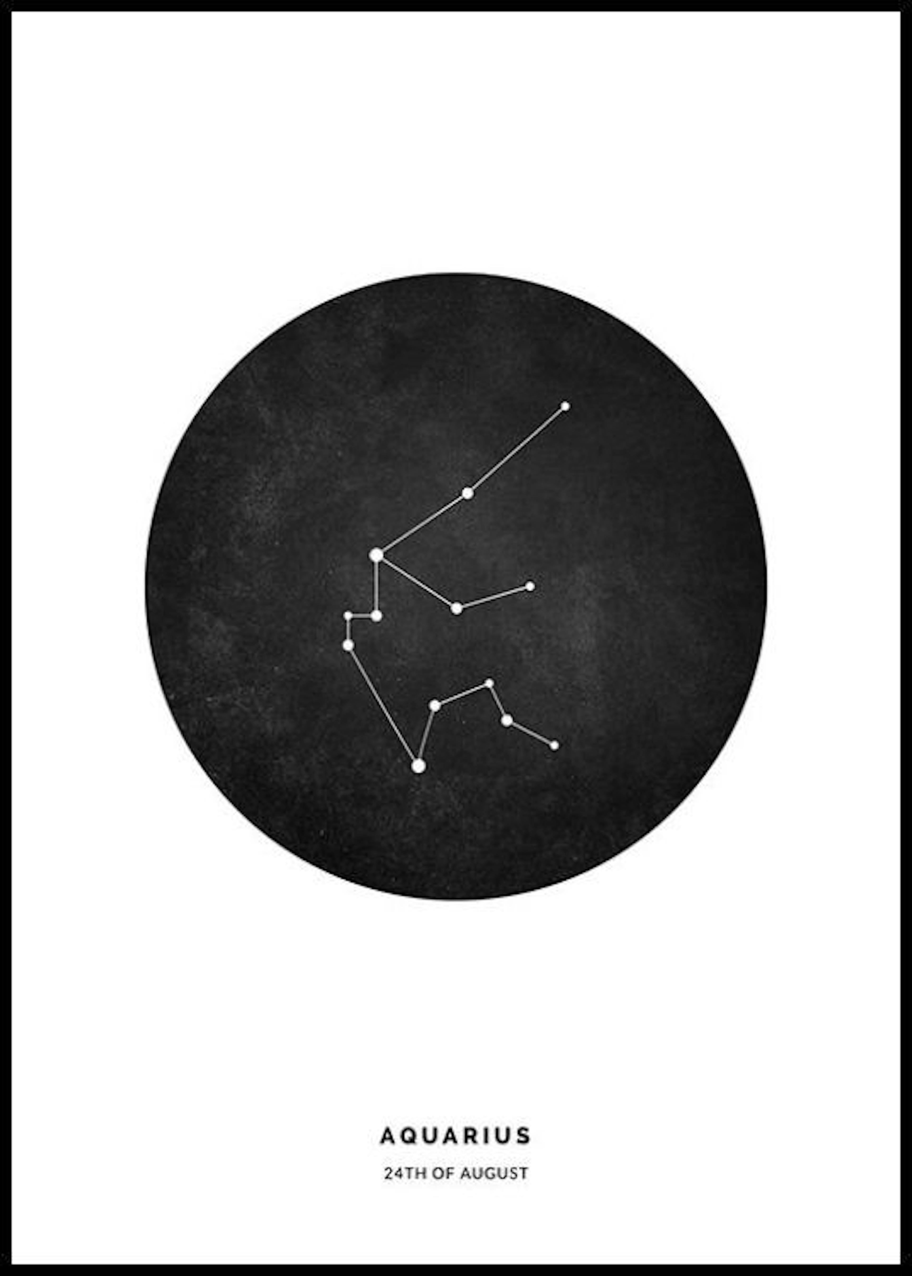 Segno zodiacale Acquario nero poster personalizzato 0