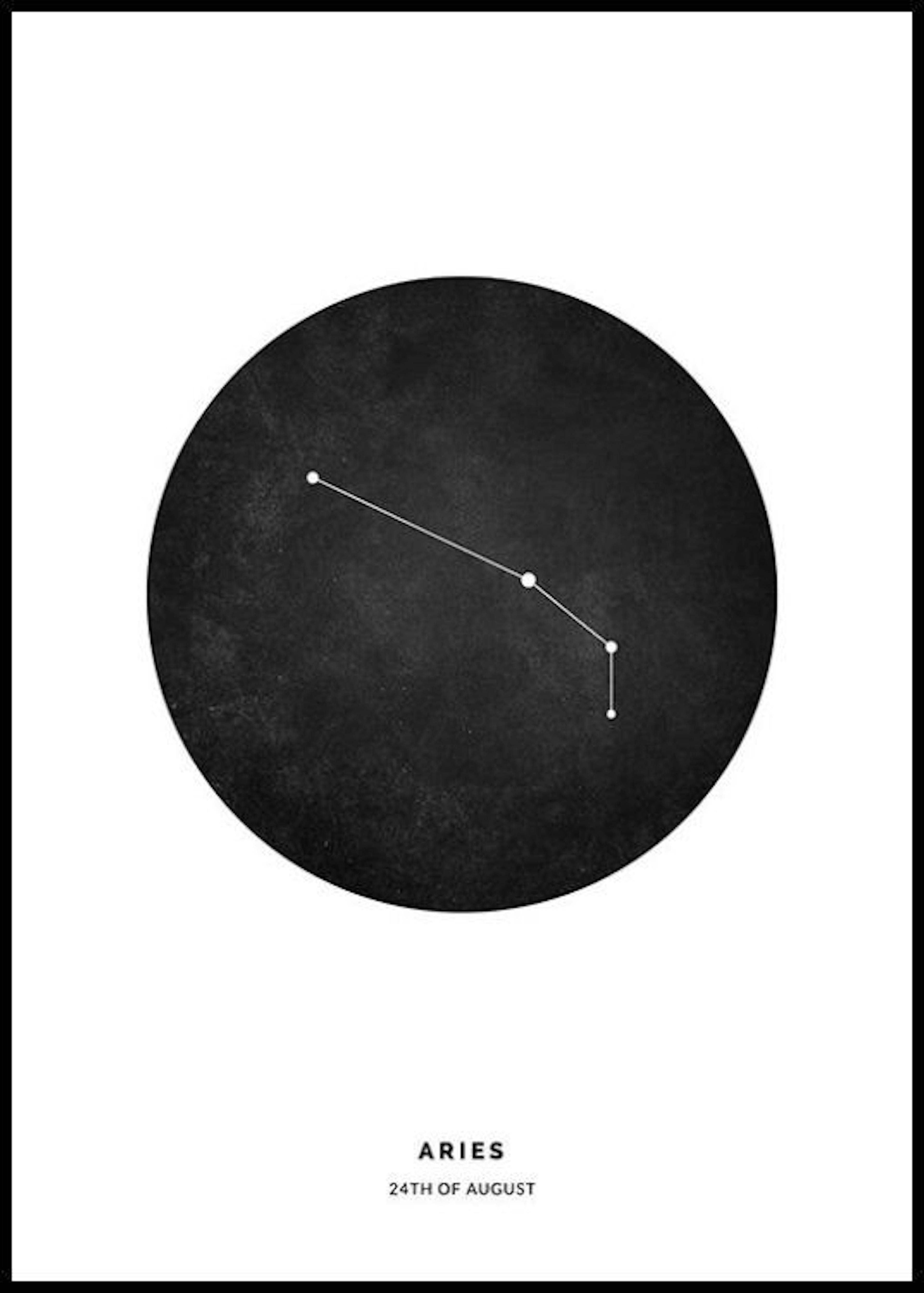 Stjernetegn Vædder sort personlig plakat 0