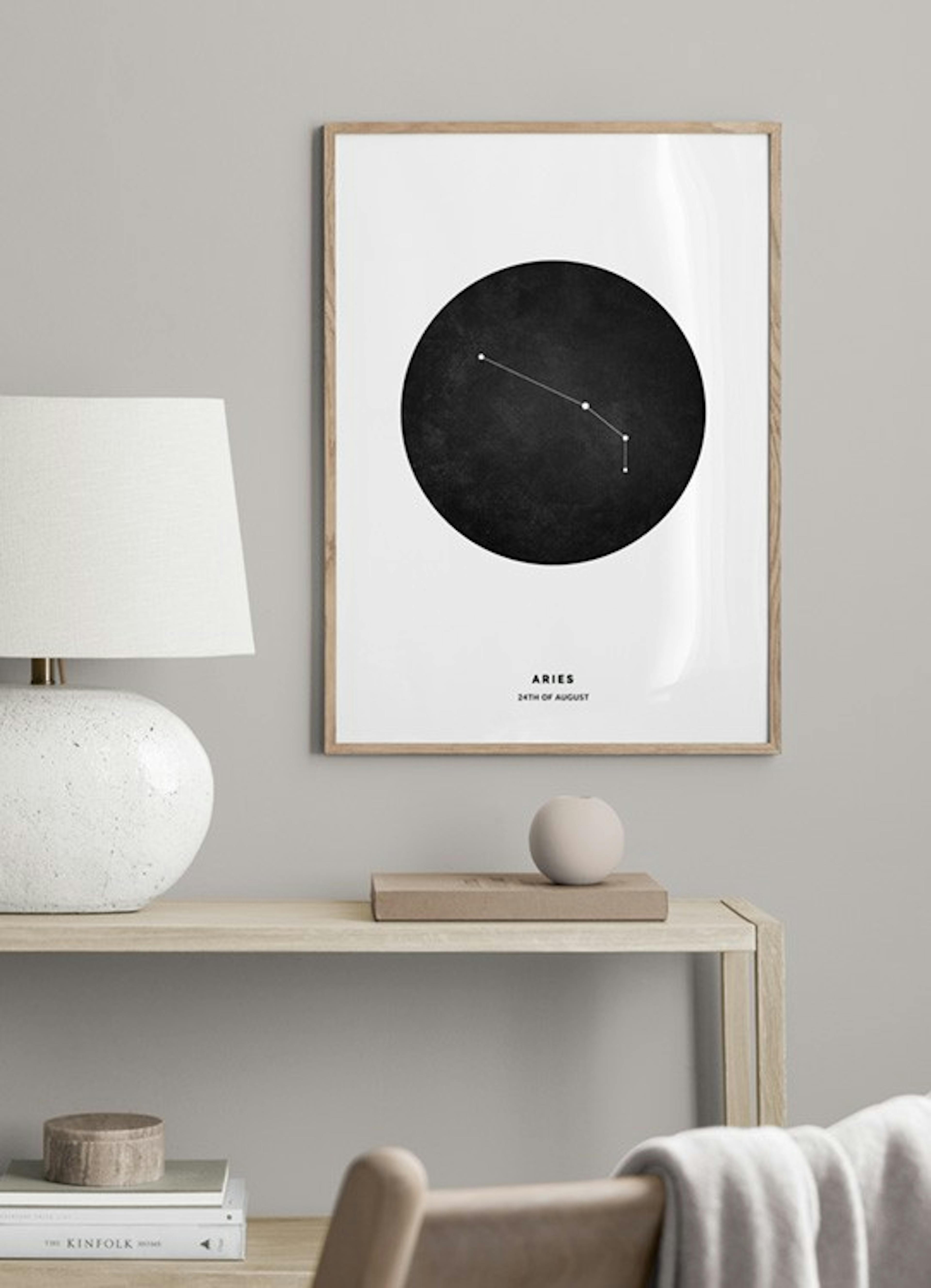 Segno zodiacale Ariete nero poster personalizzato thumbnail