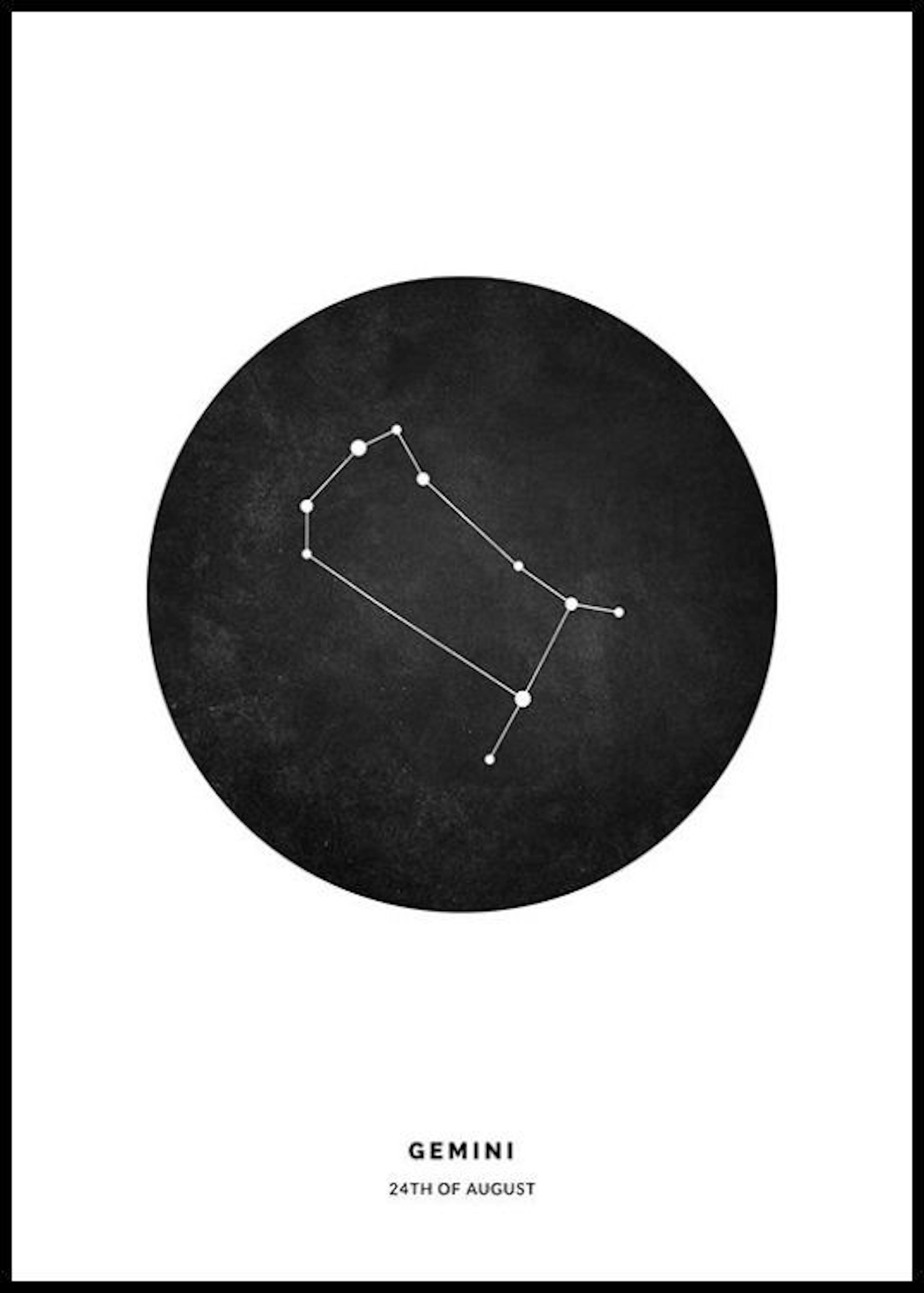Horoskooppimerkki, musta, kaksoset, persoonallinen juliste 0