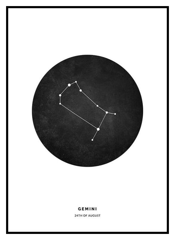 Sternzeichen Schwarz Zwilling Personalisiert Poster (50x70 cm) - Poster Store