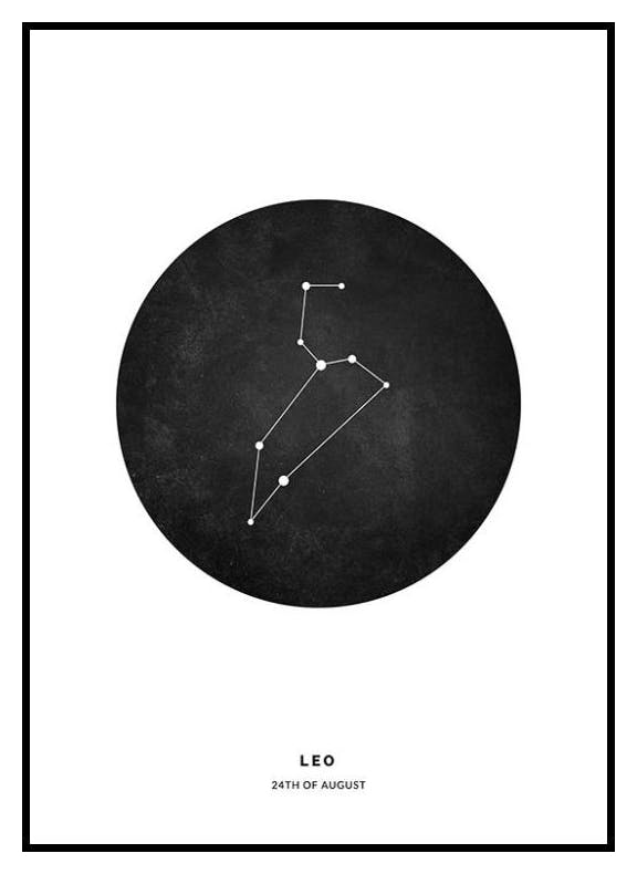 Znak zodiaku czarny Lew Plakat Personalizowany (50x70 cm) - Poster Store