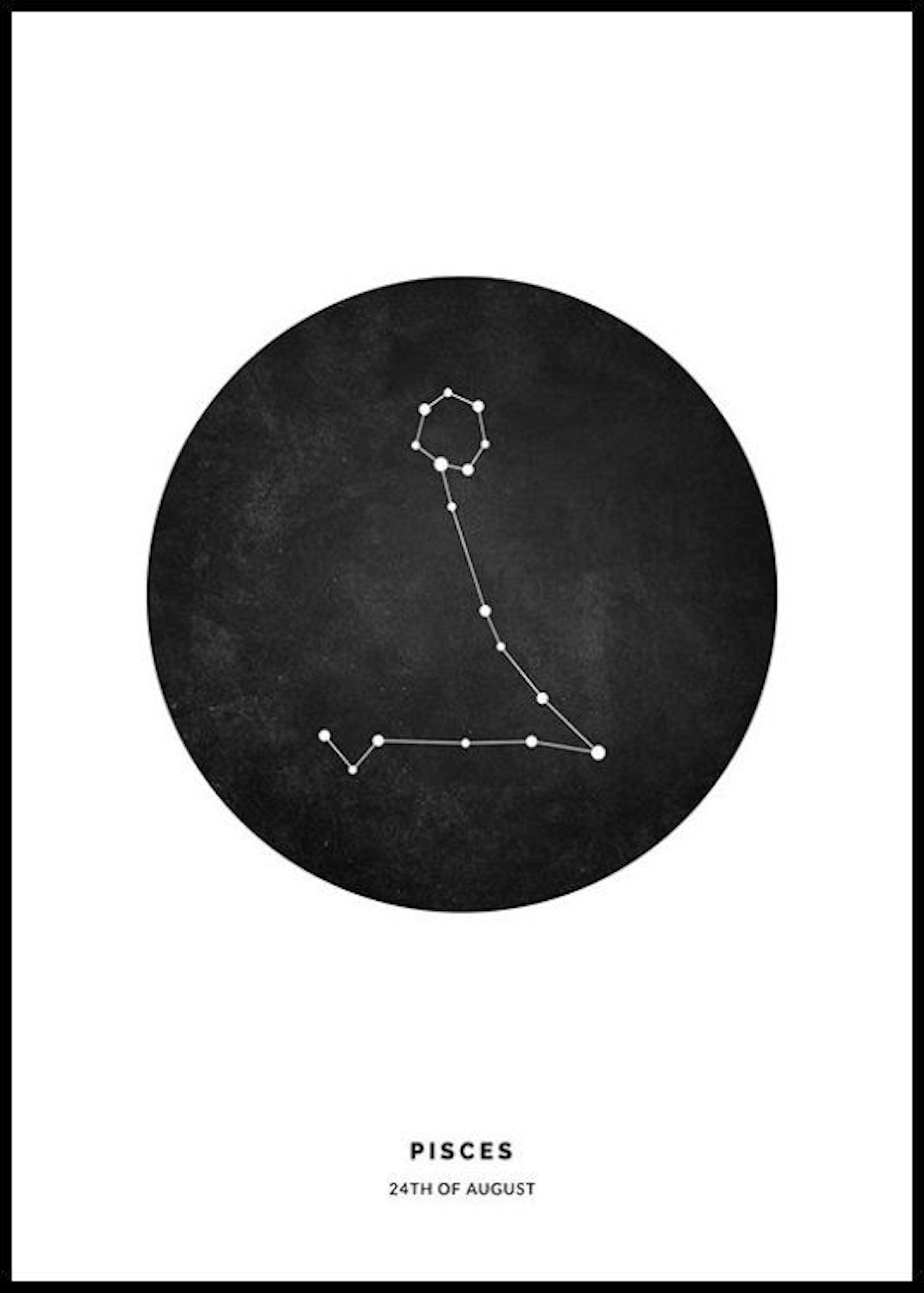 Segno zodiacale Pesci nero poster personalizzato 0