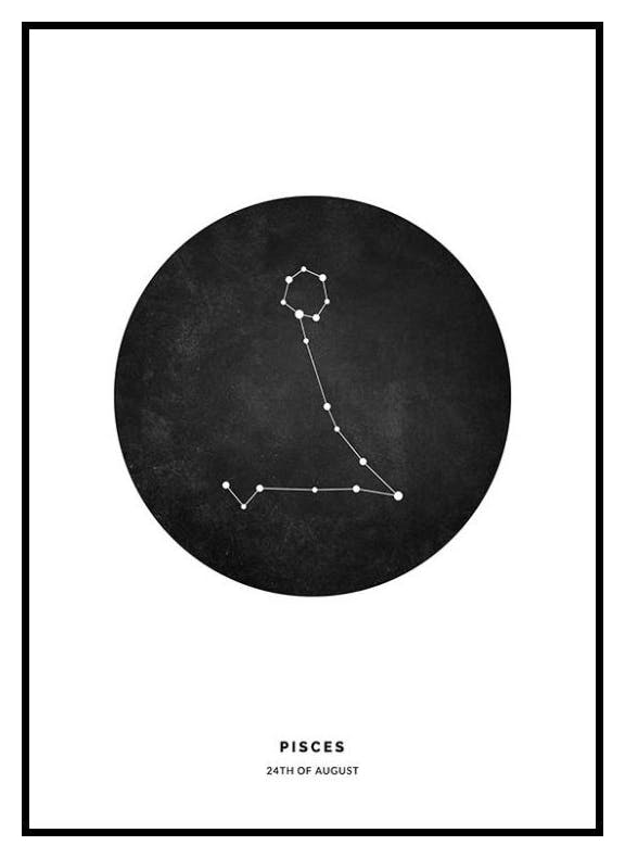 Signe du Zodiaque Noir Poissons Poster Personnalisé (50x70 cm) - Poster Store