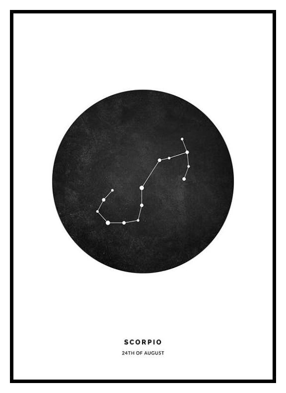 Signe du Zodiaque Noir Scorpion Poster Personnalisé (50x70 cm) - Poster Store