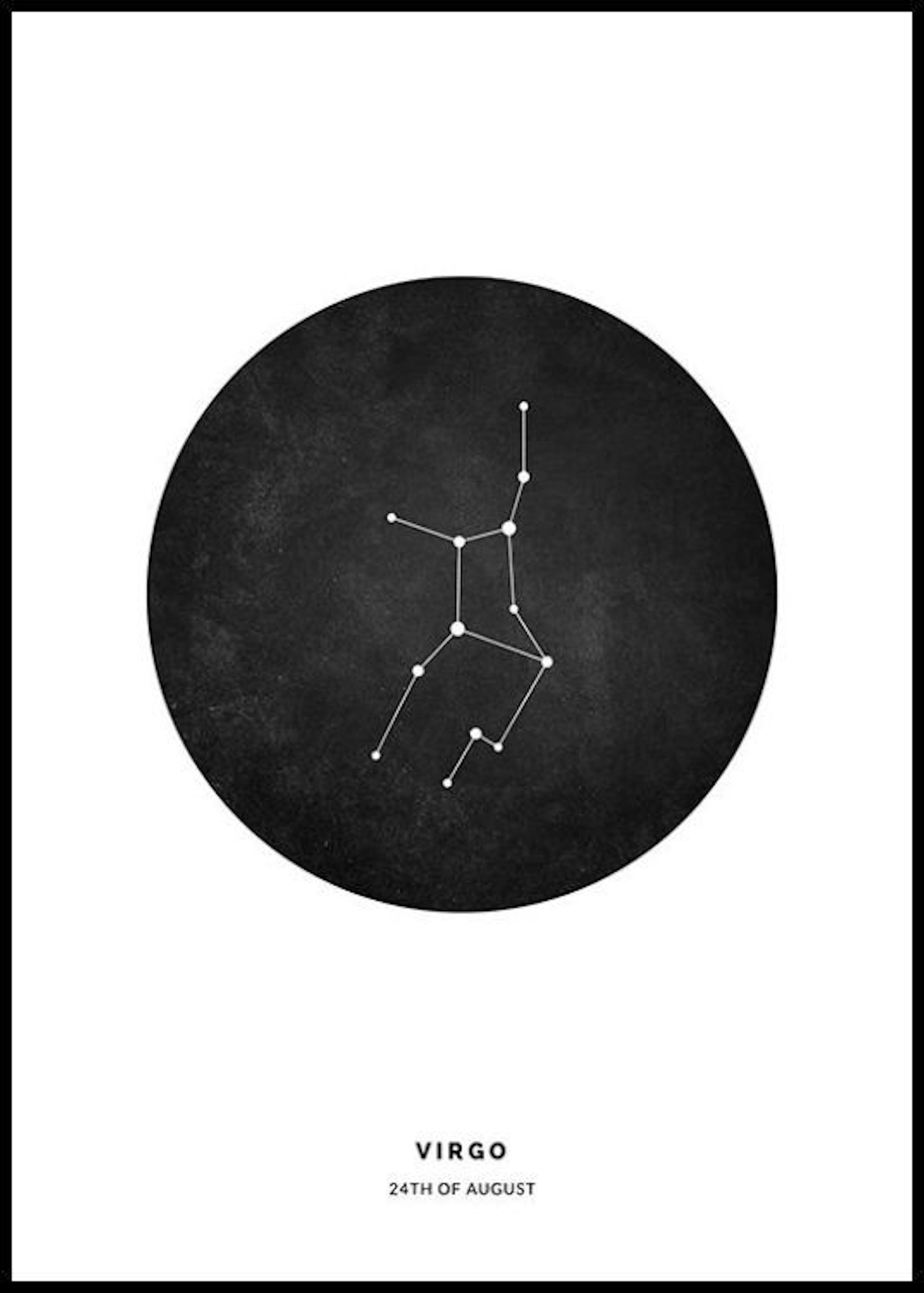 Segno zodiacale Vergine nero poster personalizzato thumbnail