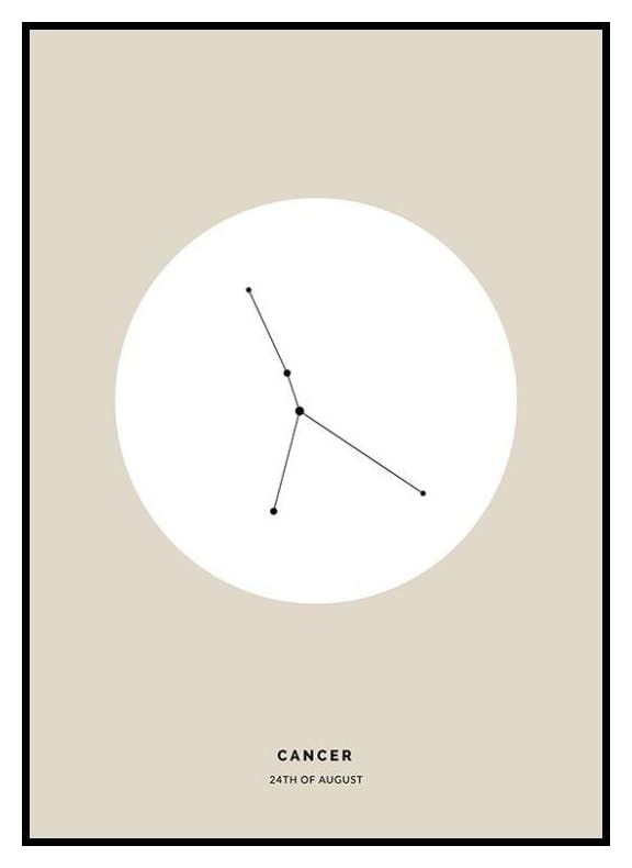 Horoskooppimerkki, beige, rapu, persoonallinen juliste (50x70 cm) - Poster Store