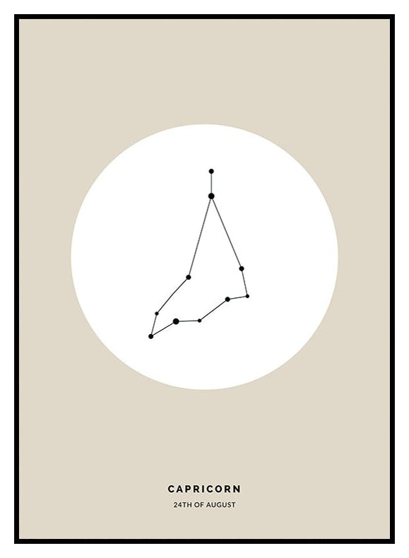 Horoskooppimerkki, beige, kauris, persoonallinen juliste (50x70 cm) - Poster Store