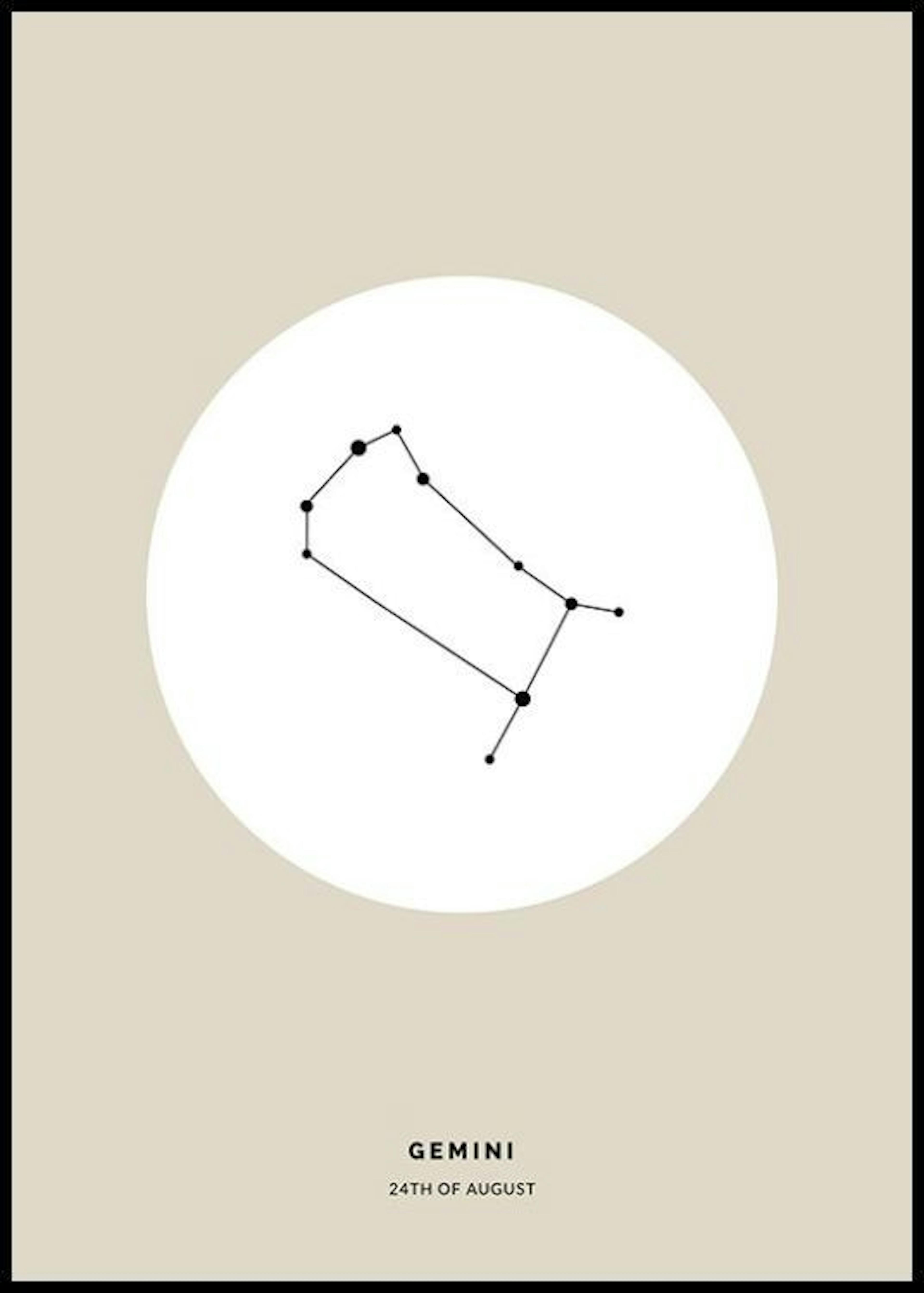 Horoskooppimerkki, beige, kaksoset, persoonallinen juliste thumbnail