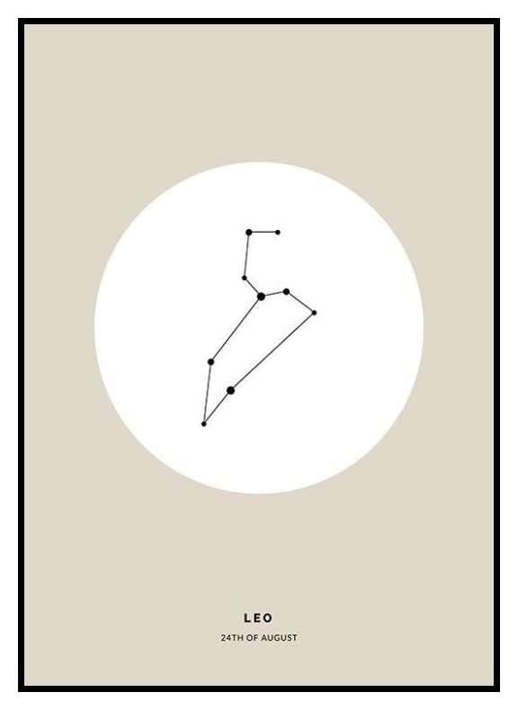 Znak zodiaku beżowy Lew Plakat Personalizowany (50x70 cm) - Poster Store