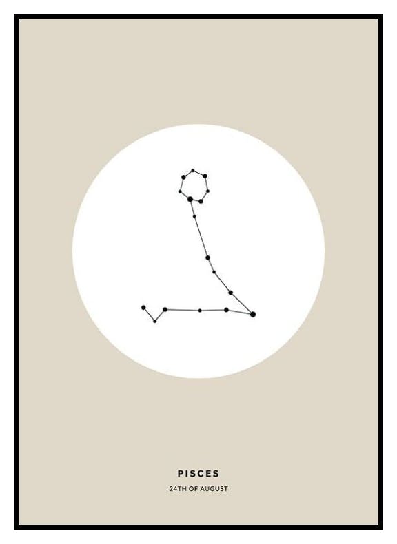 Horoskooppimerkki, beige, kalat, persoonallinen juliste (30x40 cm) - Poster Store