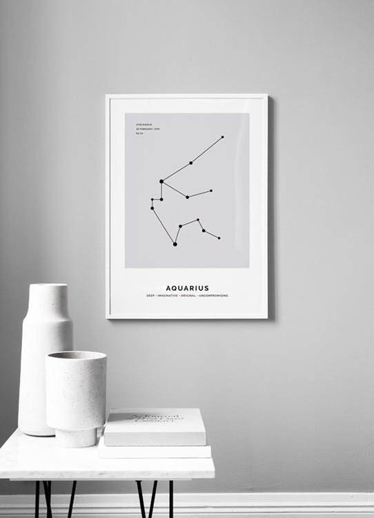 Constellation Grey Aquarius Personal Poster (50x70 cm) - Poster Store