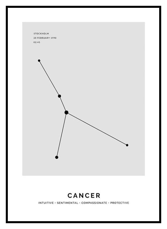 Konstelacja szara Rak Plakat Personalizowany (30x40 cm) - Poster Store