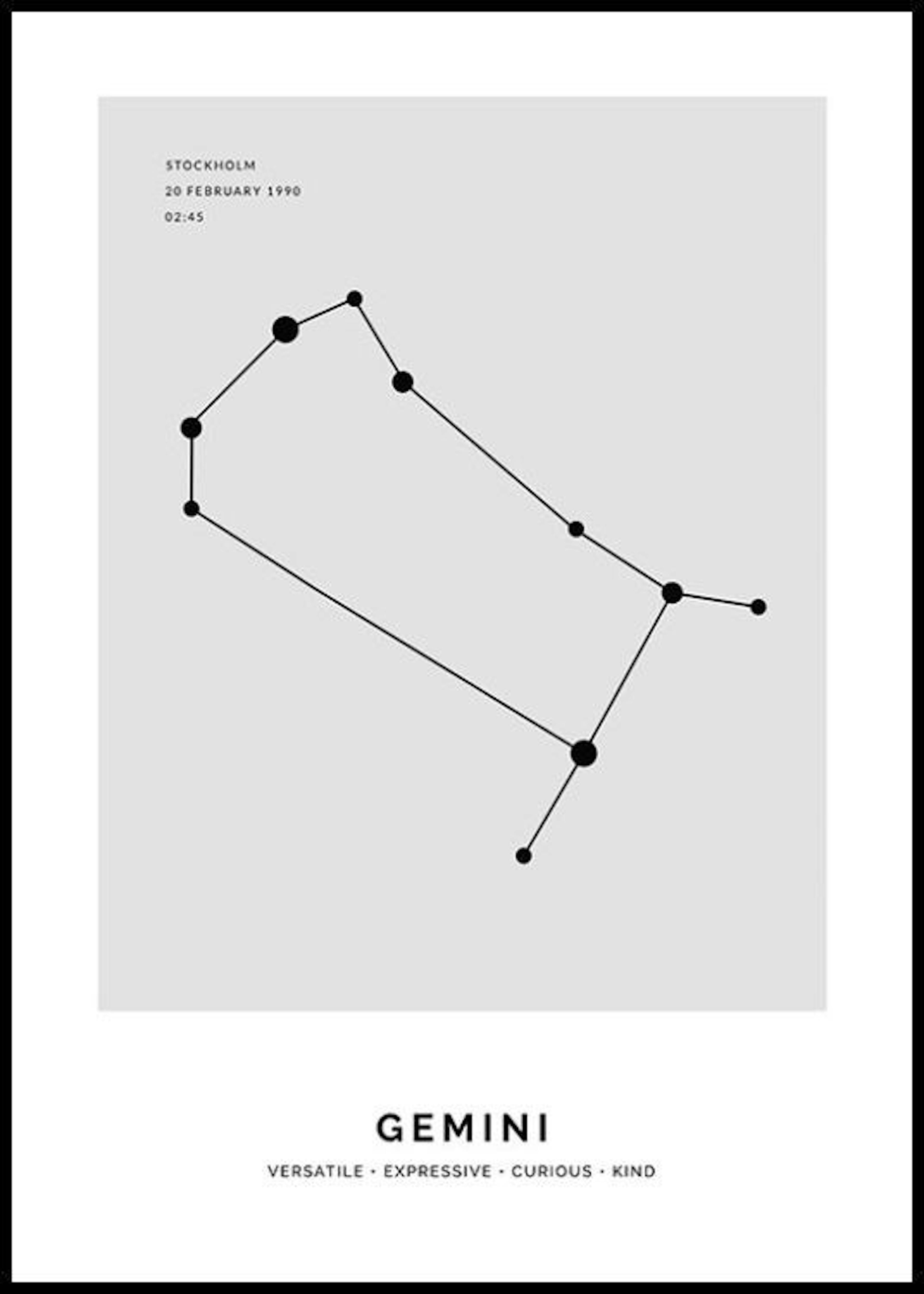 Constellation Grey Gemini persoonlijke poster 0