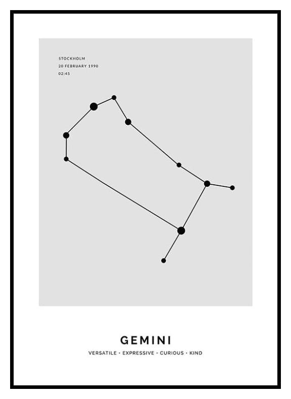 Constellation Grey Gemini Personal Poster (50x70 cm) - Poster Store