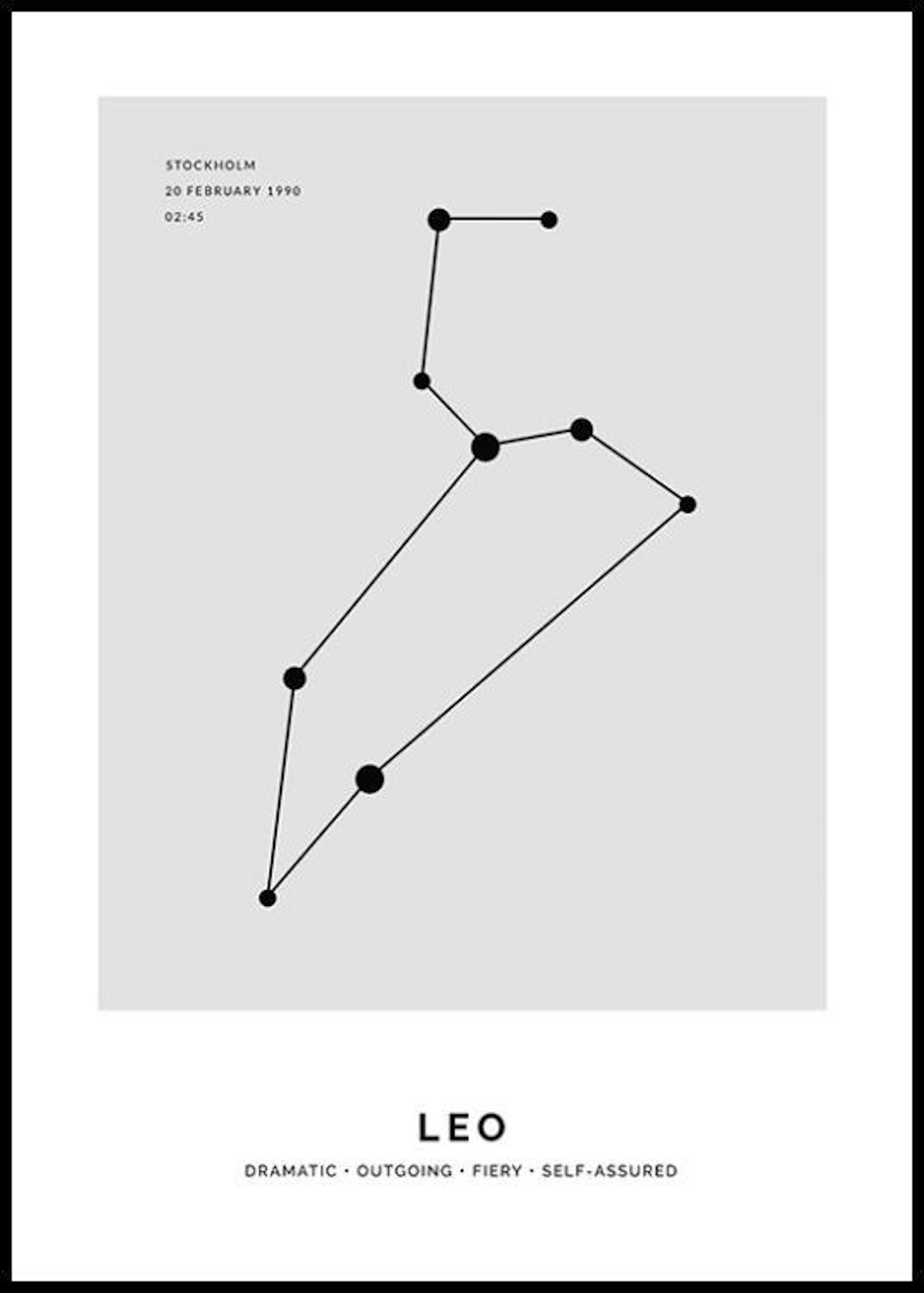 Constellation Gris Lion Poster Personnalisé 0