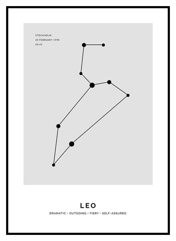Konstelacja szara Lew Plakat Personalizowany (50x70 cm) - Poster Store