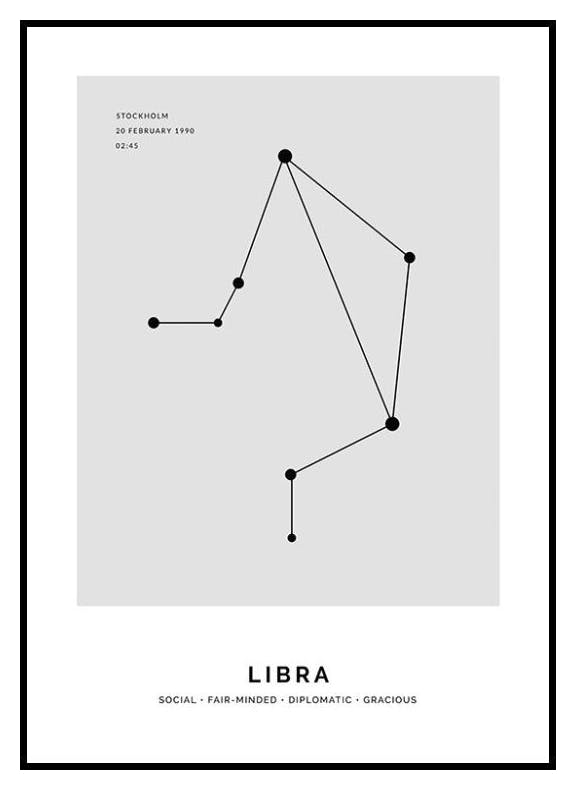 Konstellation Grau Waage Personalisiert Poster (50x70 cm) - Poster Store