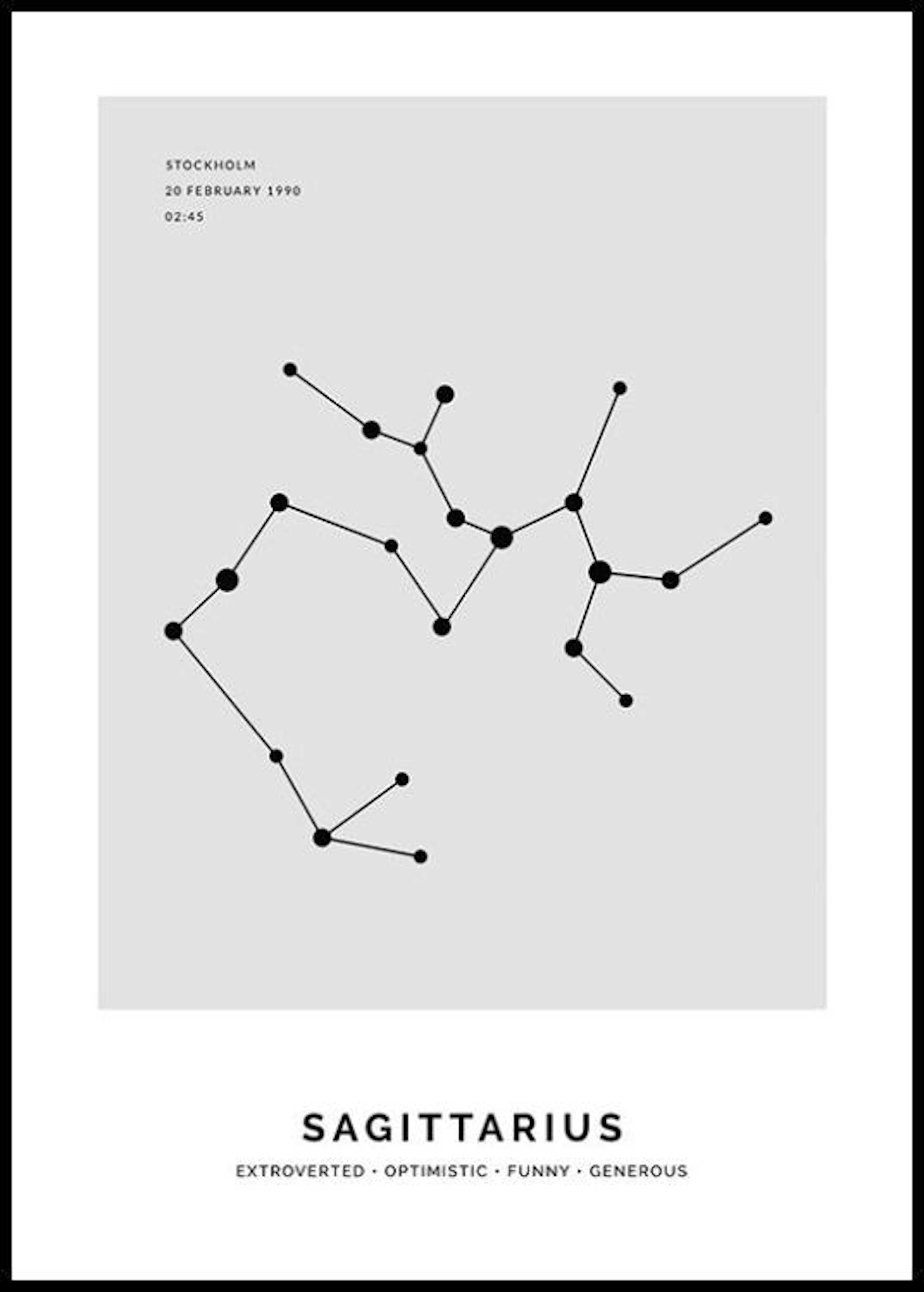 Constellation Gris Sagittaire Poster Personnalisé 0
