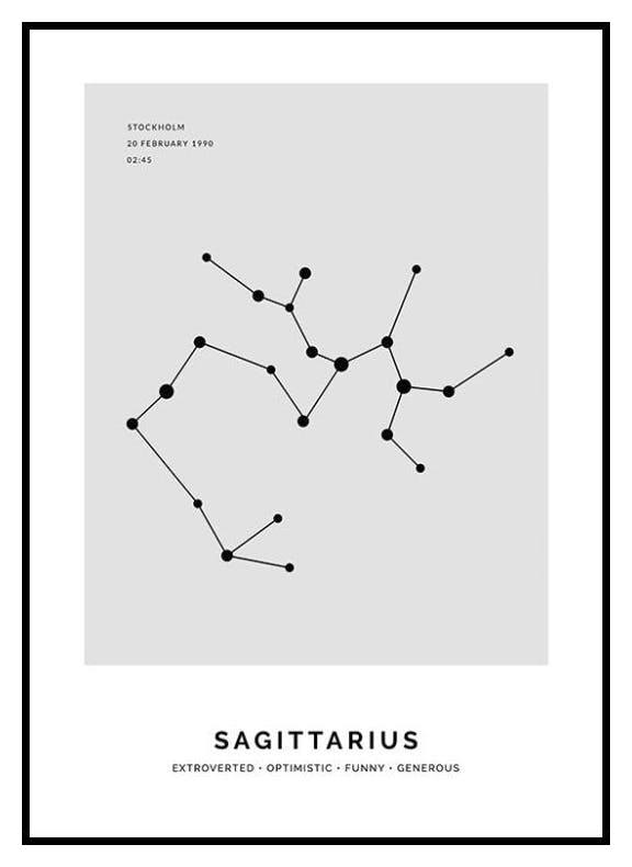 Constellation Gris Sagittaire Poster Personnalisé (50x70 cm) - Poster Store