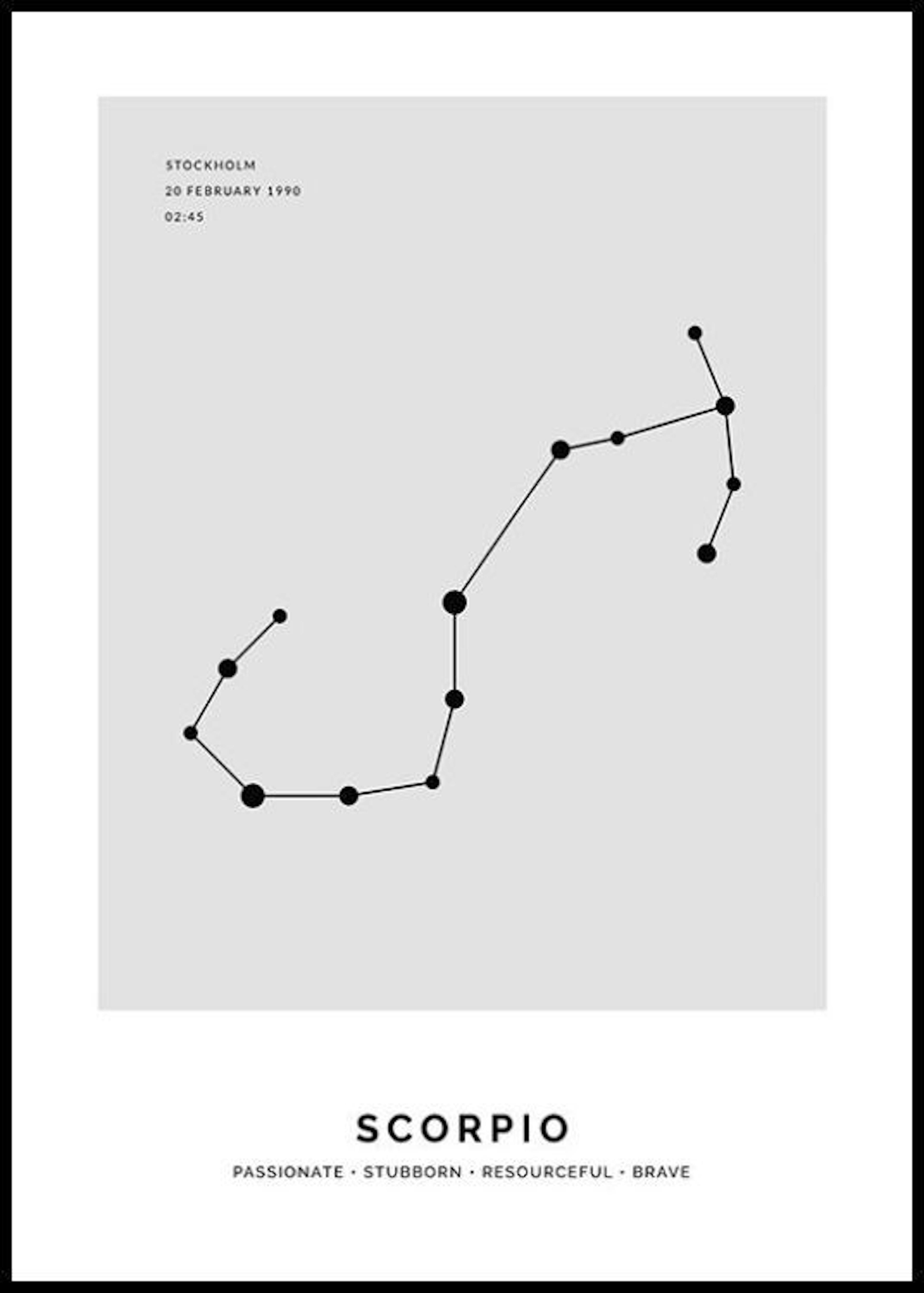 Constellation Gris Scorpion Poster Personnalisé 0