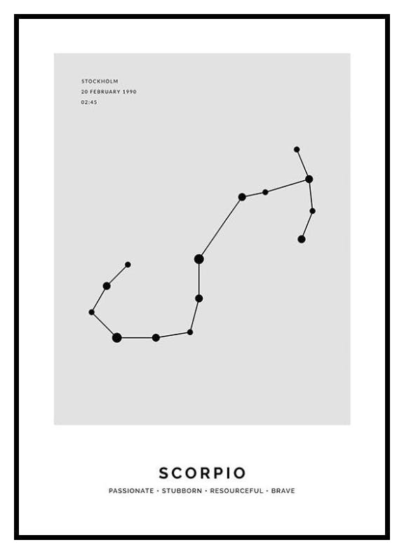 Constellation Gris Scorpion Poster Personnalisé (50x70 cm) - Poster Store