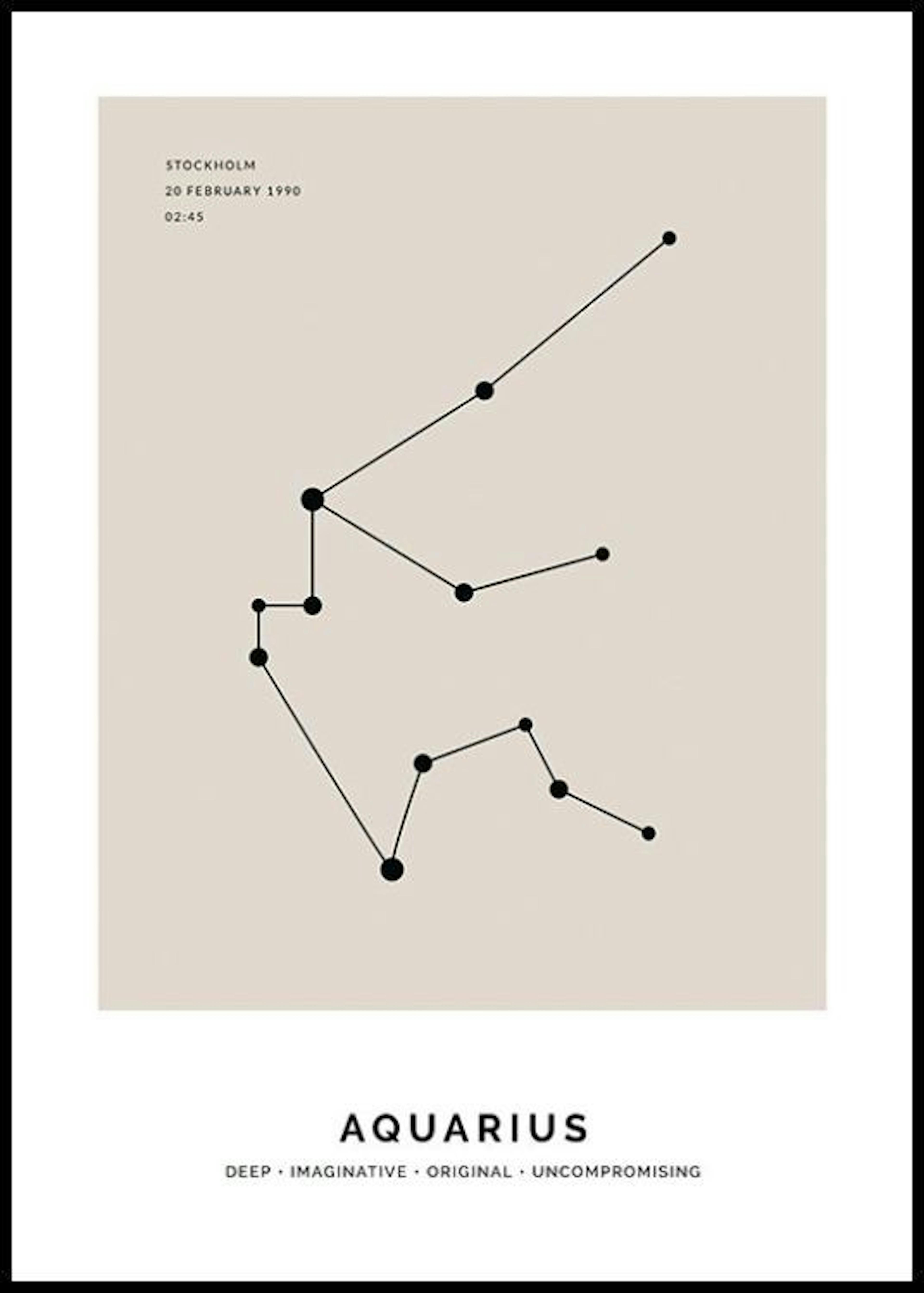 Constellation Beige Verseau Poster Personnalisé 0