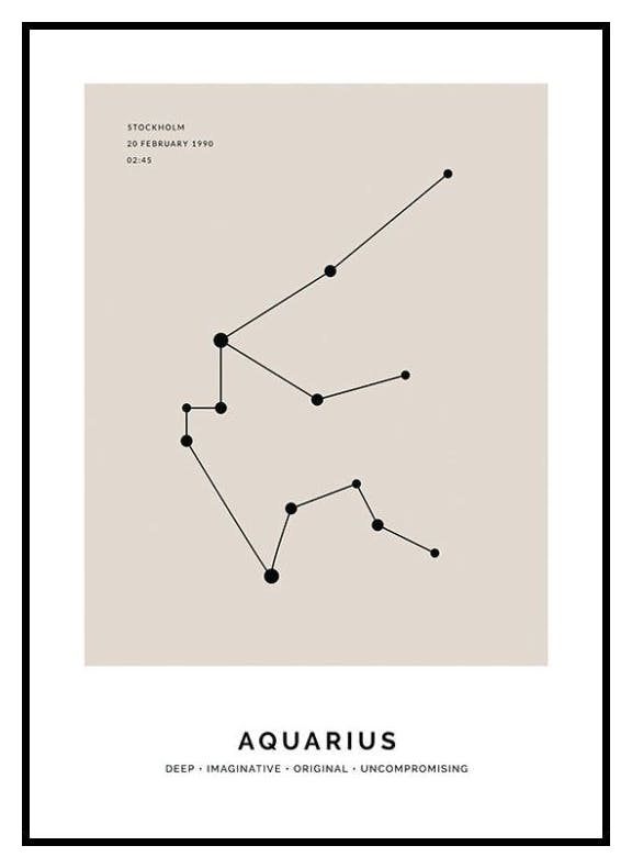 Konstelacja beżowa Wodnik Plakat Personalizowany (50x70 cm) - Poster Store