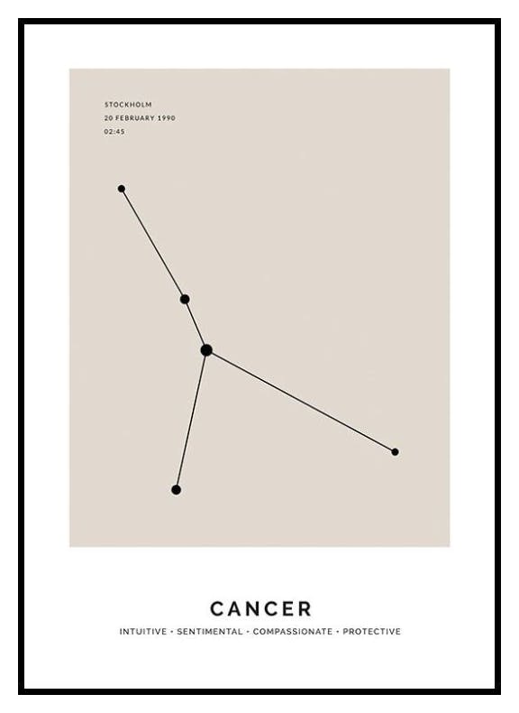 Konstelacja beżowa Rak Plakat Personalizowany (50x70 cm) - Poster Store
