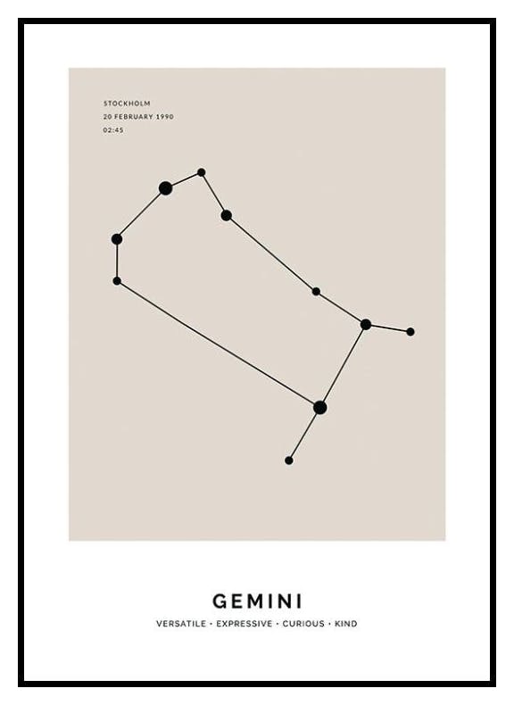 Constellation Beige Gémeaux Poster Personnalisé (50x70 cm) - Poster Store