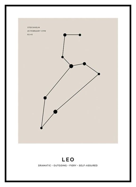 Konstellation Beige Löwe Personalisiert Poster (30x40 cm) - Poster Store