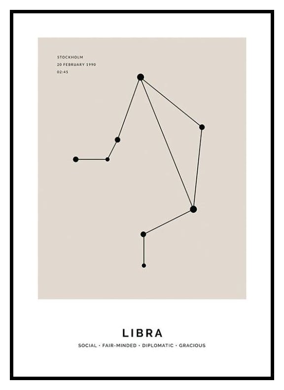 Constellation Beige Vekten personlig plakat (50x70 cm) - Poster Store