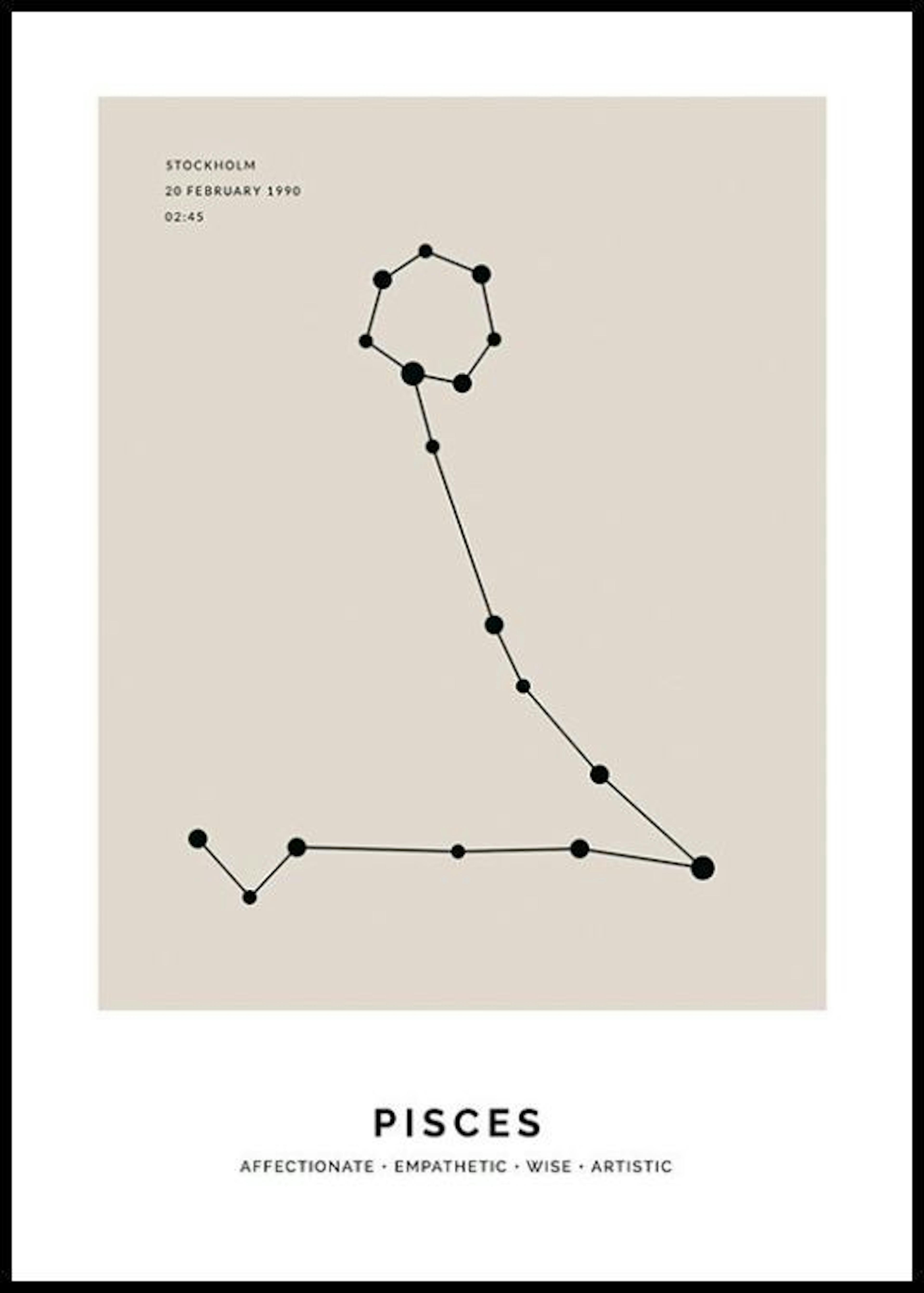 Constellation Beige Poissons Poster Personnalisé thumbnail
