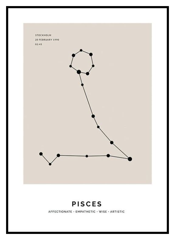 Constellation Beige Poissons Poster Personnalisé (50x70 cm) - Poster Store