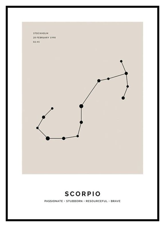 Konstelacja beżowa Skorpion Plakat Personalizowany (50x70 cm) - Poster Store