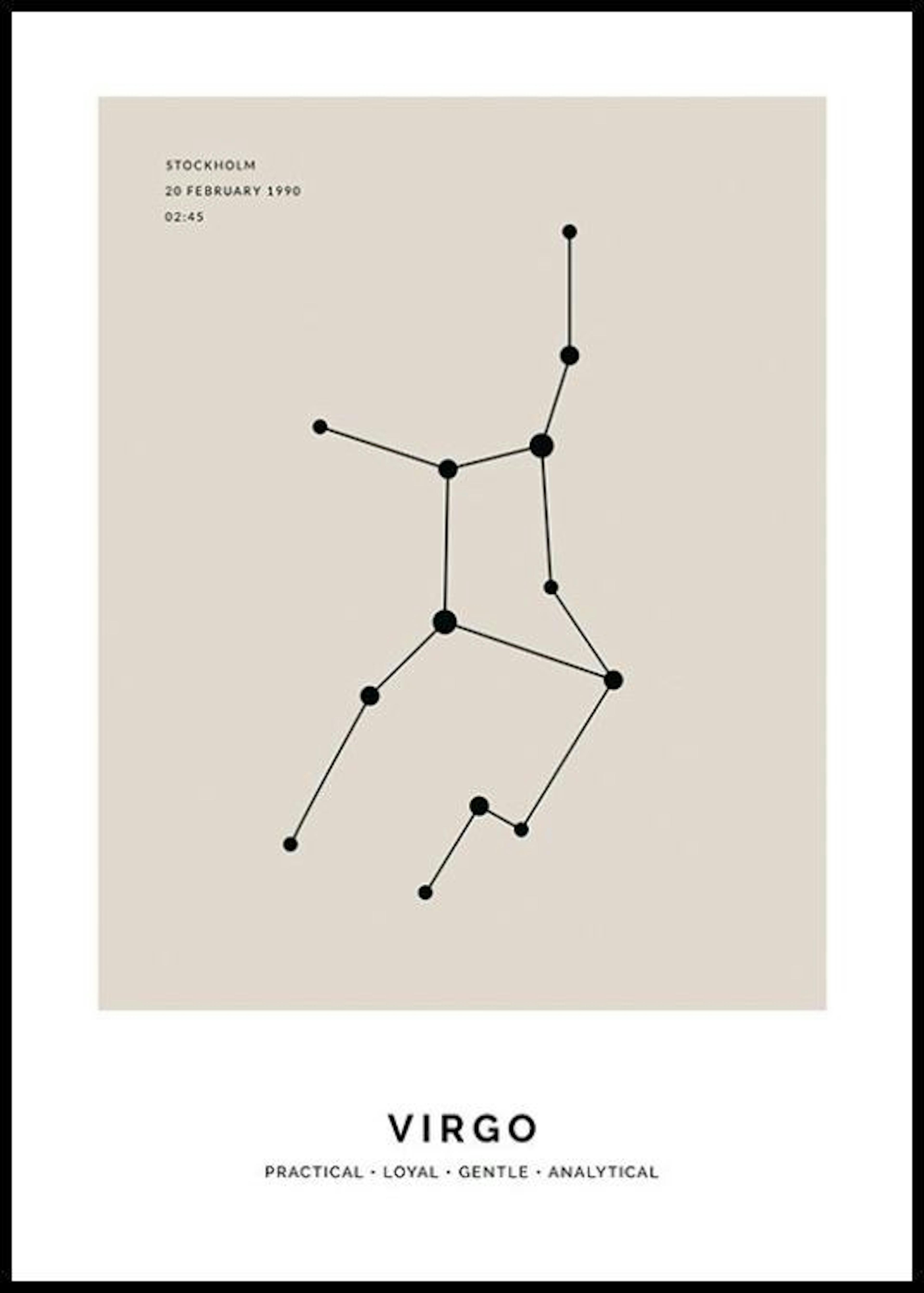 Constellation Beige Vierge Poster Personnalisé 0