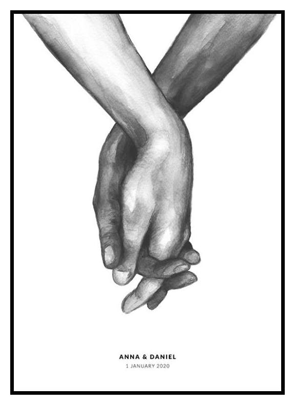 Akwarelowe dłonie Plakat Personalizowany (50x70 cm) - Poster Store