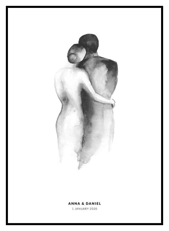 Hääpäivä, persoonallinen juliste (50x70 cm) - Poster Store