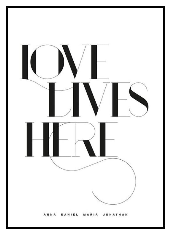Kärlek Bor Här No1 Personlig Poster (30x40 cm) - Poster Store