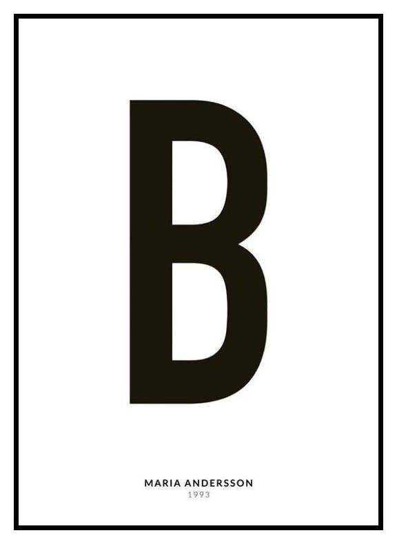Min Bokstav B Personlig Poster (50x70 cm) - Poster Store